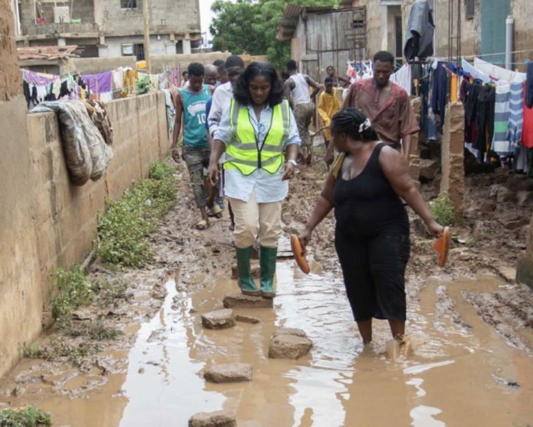 Akosua Asaa Manu visits flood-hit communities in Adentan, calls for urgent drainage reform